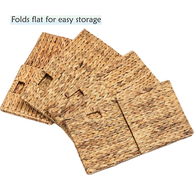 Foldable Hyacinth Storage Baskets, Set of 4