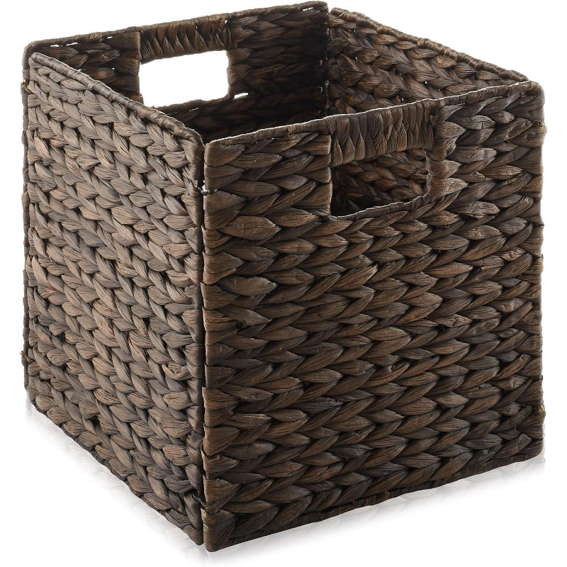 10.5" Espresso Hyacinth Storage Cubes, Set of 6