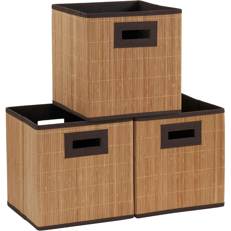 Natural Bamboo Storage Cubes, Set of 3