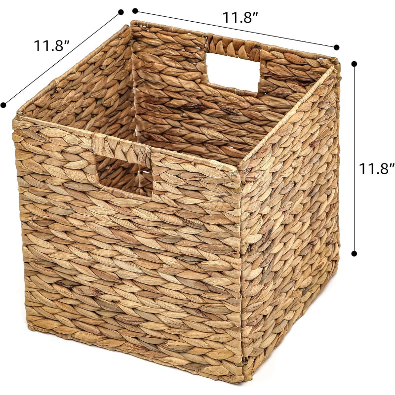 Foldable Hyacinth Storage Baskets, Set of 4