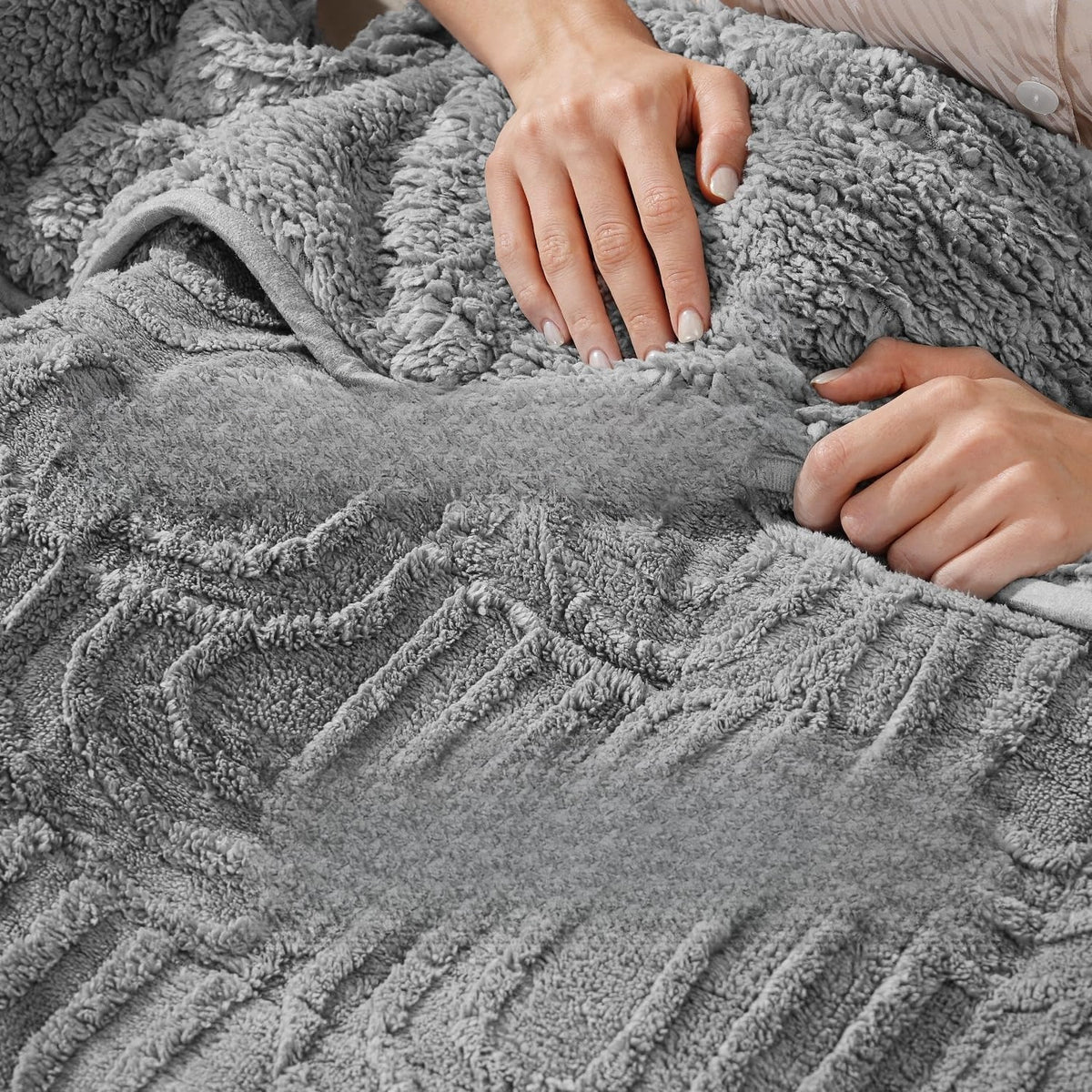 48"x72" Dual‑Sided Sherpa Weighted Blanket,15 lbs