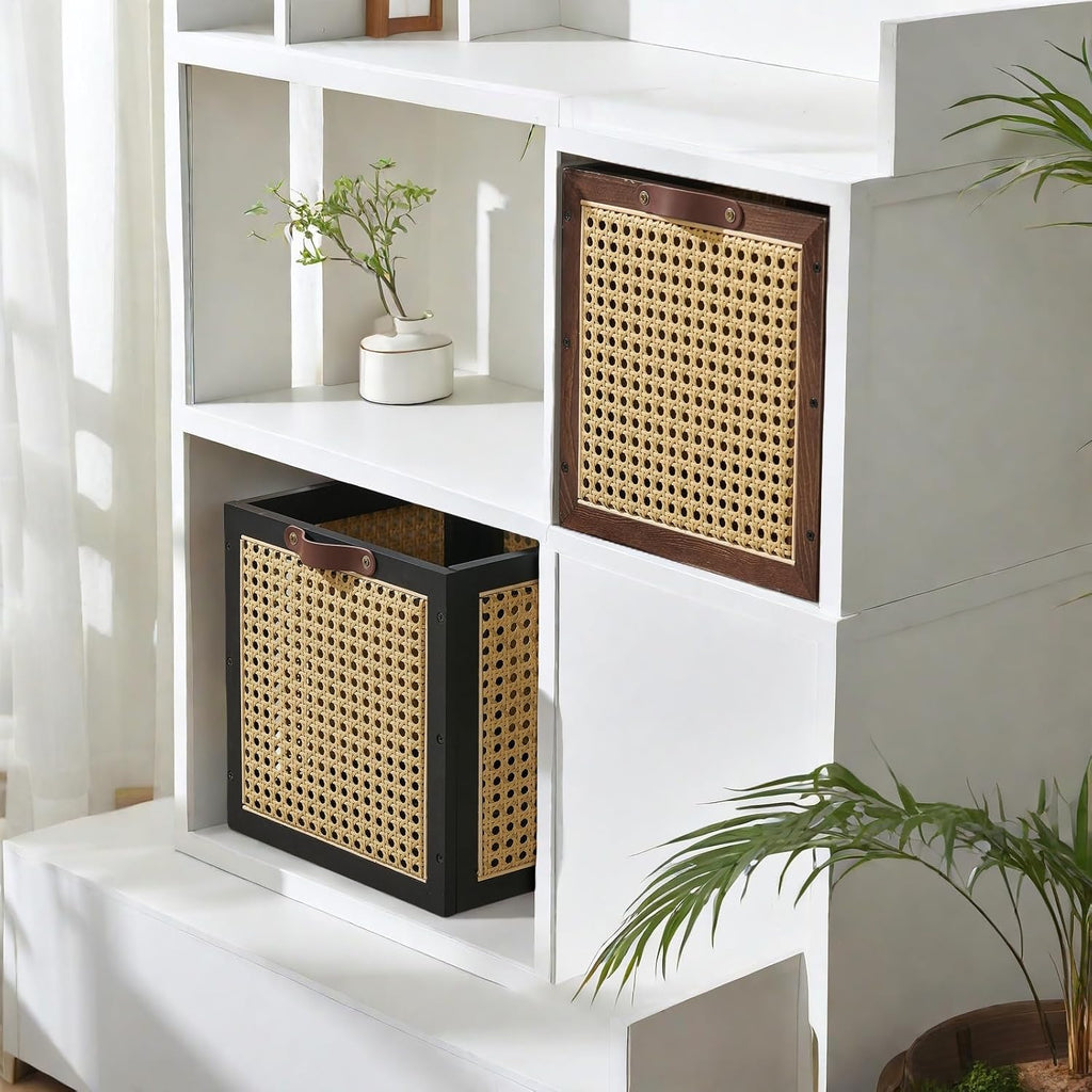 2‑Pack Decorative Rattan Storage Cubes