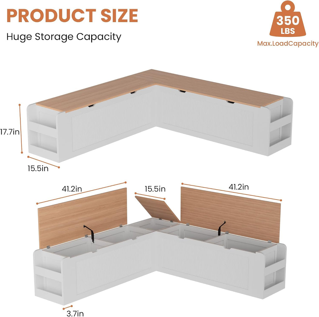 Modular L‑Shaped Backless Nook Storage Bench