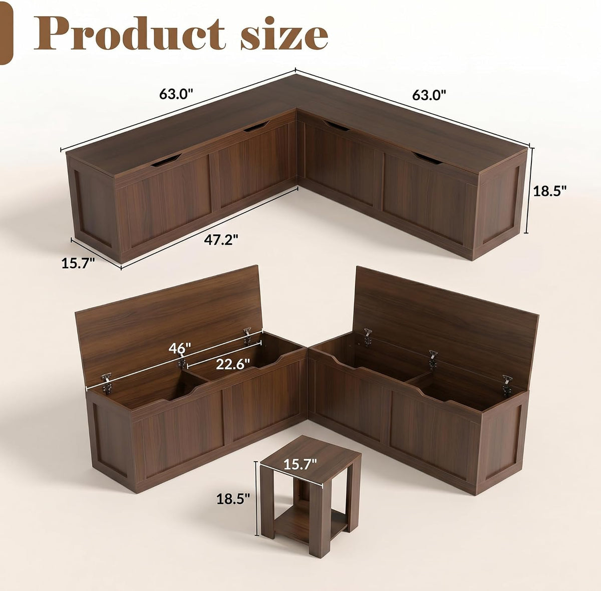Wooden Storage Corner Bench