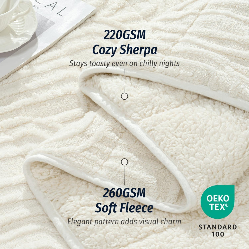 60"x80" Cream Weighted Blanket,15 lbs