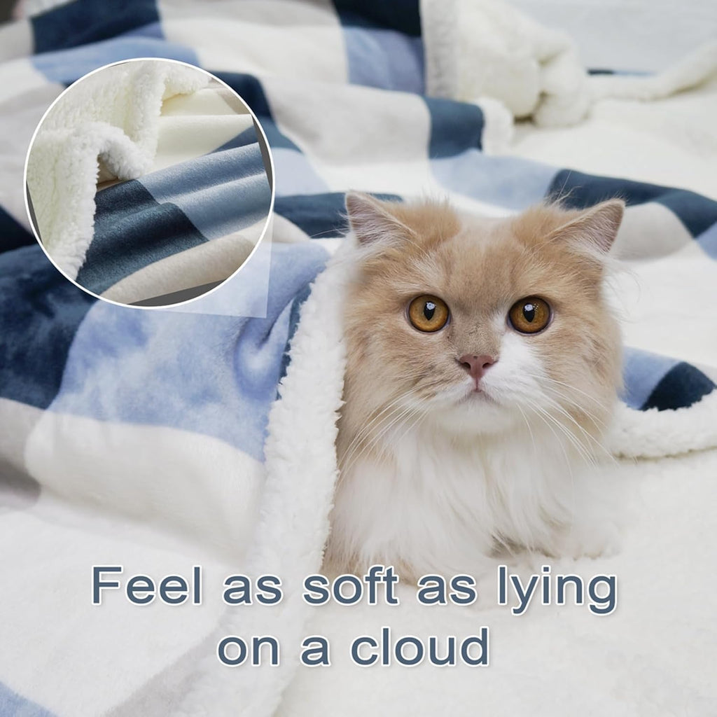 108"x90" Grey‑Soft Blue Sherpa Throw Blanket