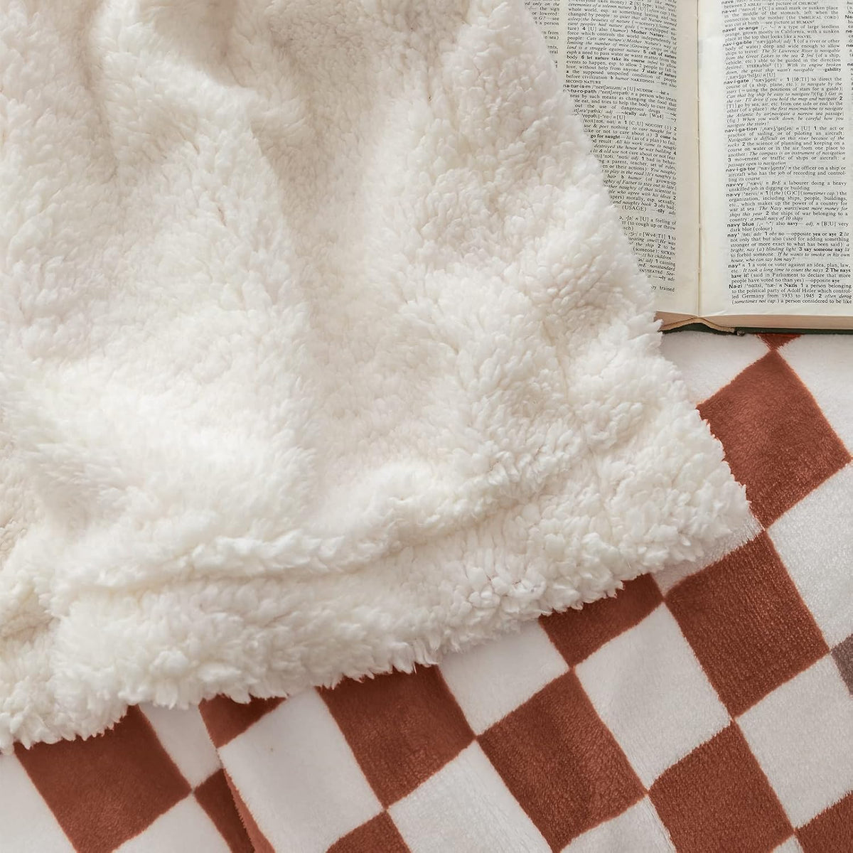 60"x80" Maple Brown Checkered Sherpa Throw Blanket