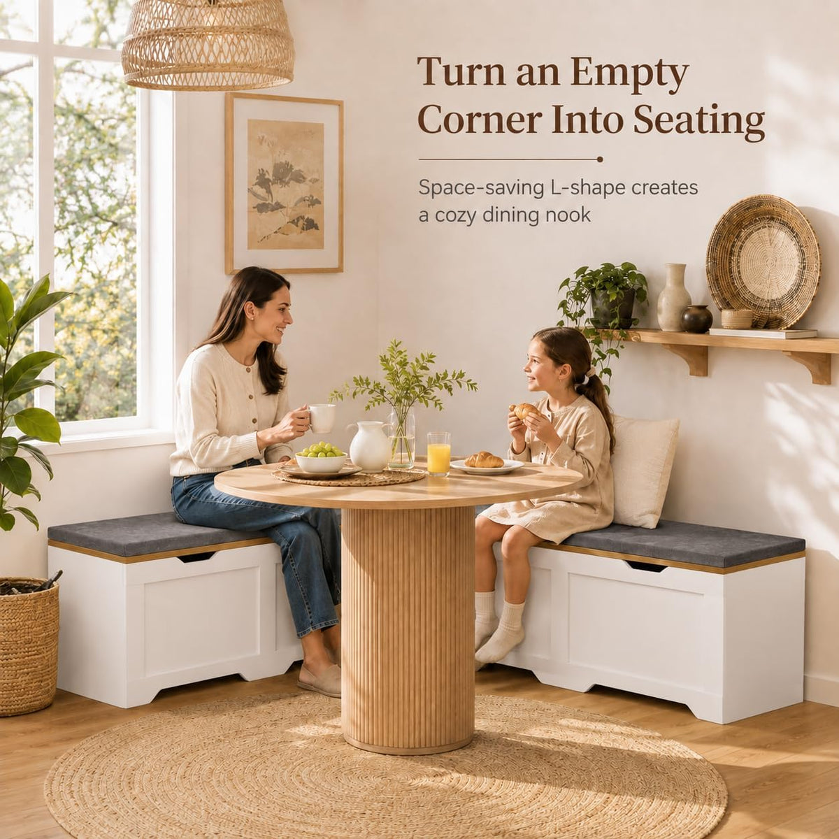 White L‑Shaped Cushioned Storage Corner Bench  今天 11:21