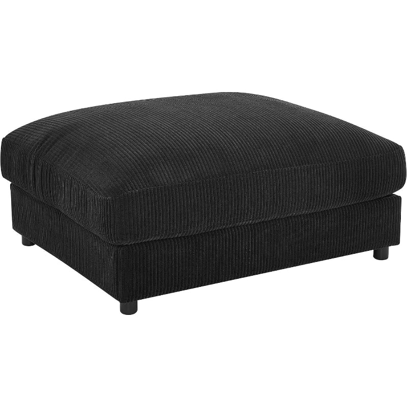 40" Black Corduroy Oversized Ottoman