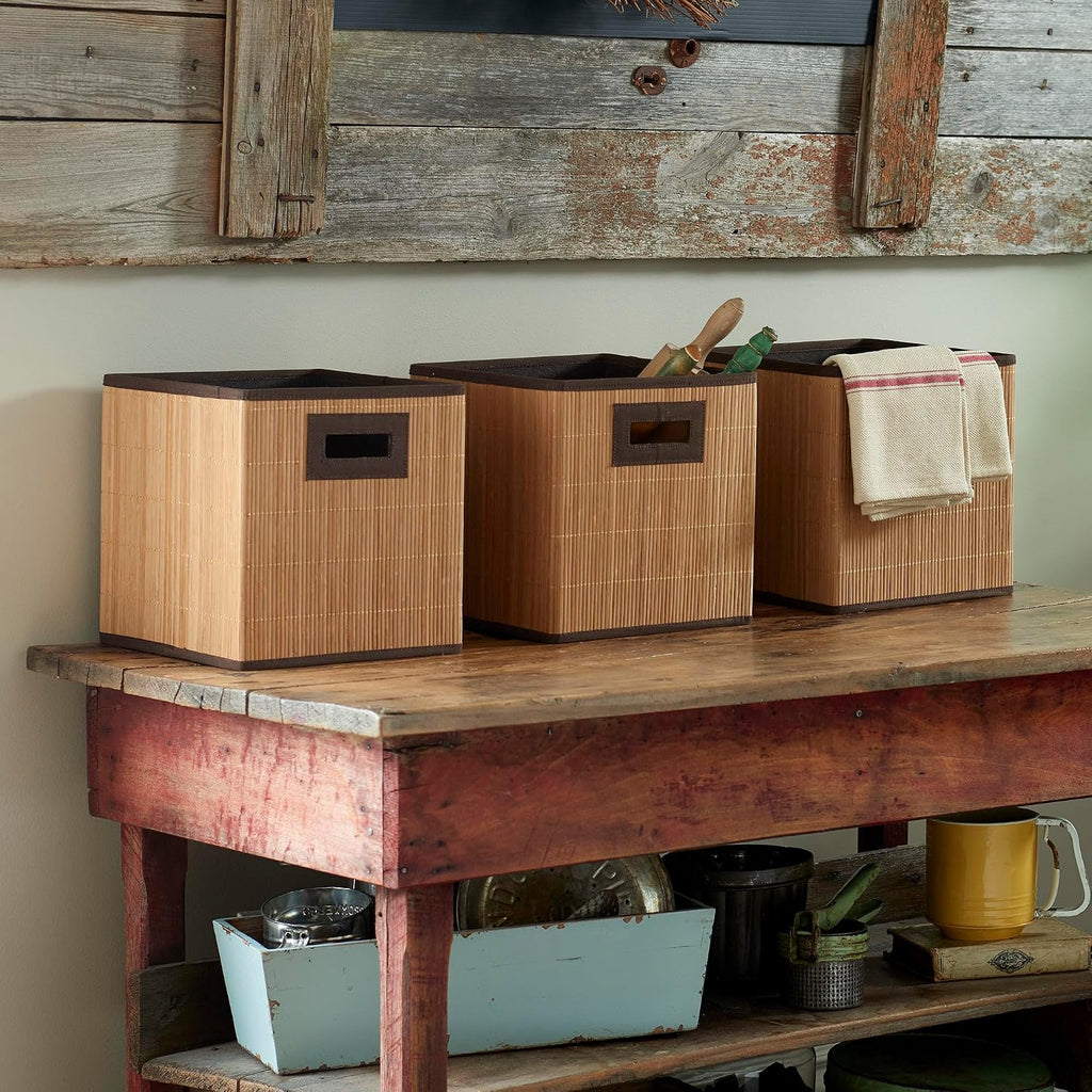 Natural Bamboo Storage Cubes, Set of 3