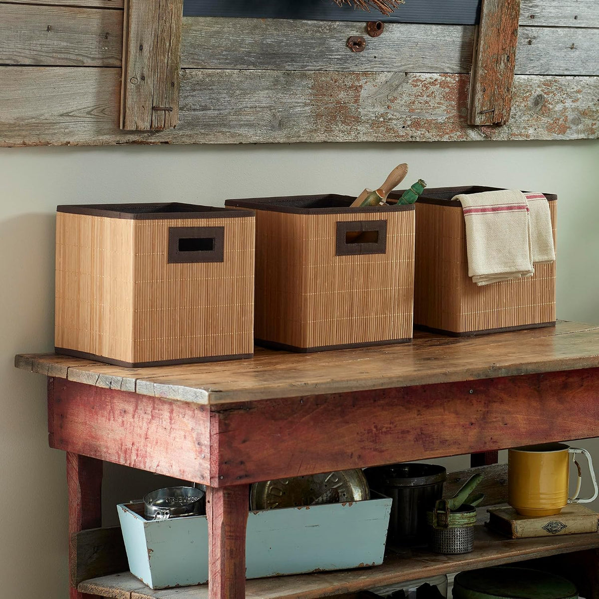 Natural Bamboo Storage Cubes, Set of 3