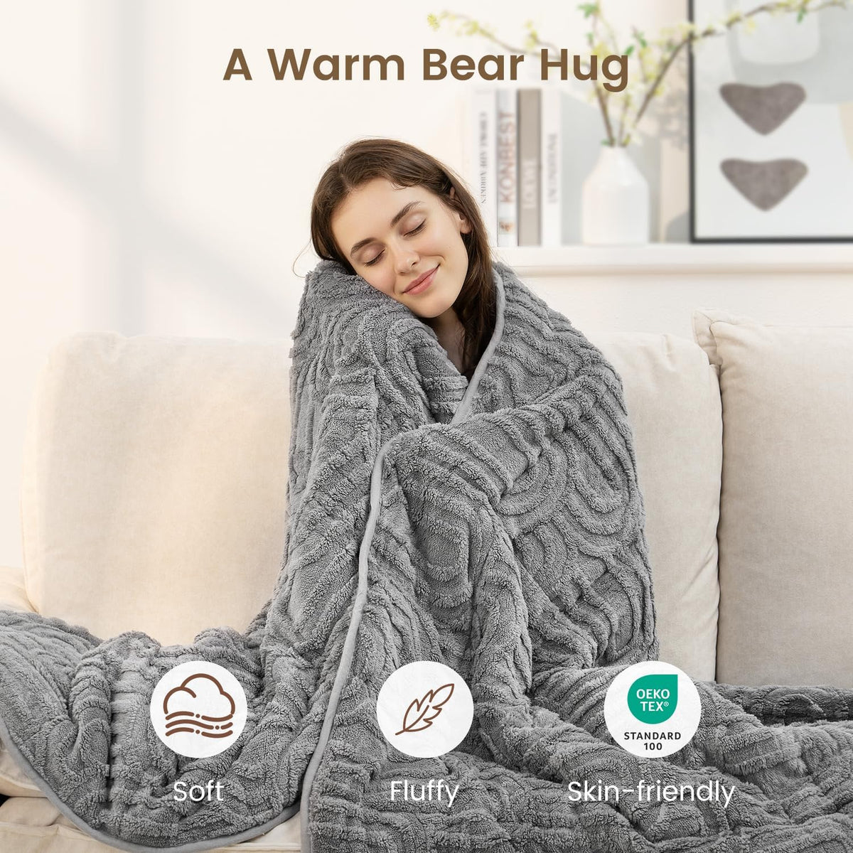 48"x72" Dual‑Sided Sherpa Weighted Blanket,15 lbs