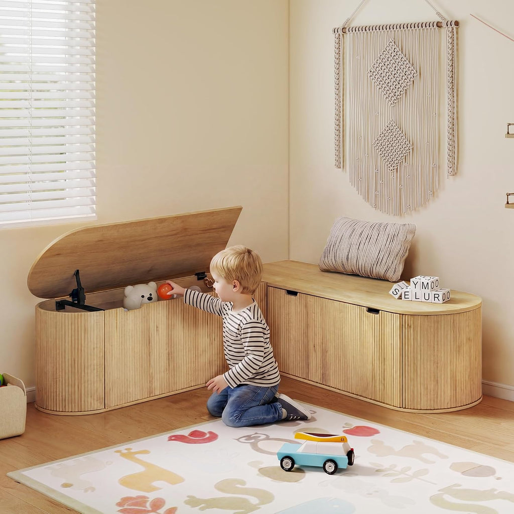 59" Natural Modular L‑Shaped Nook Bench