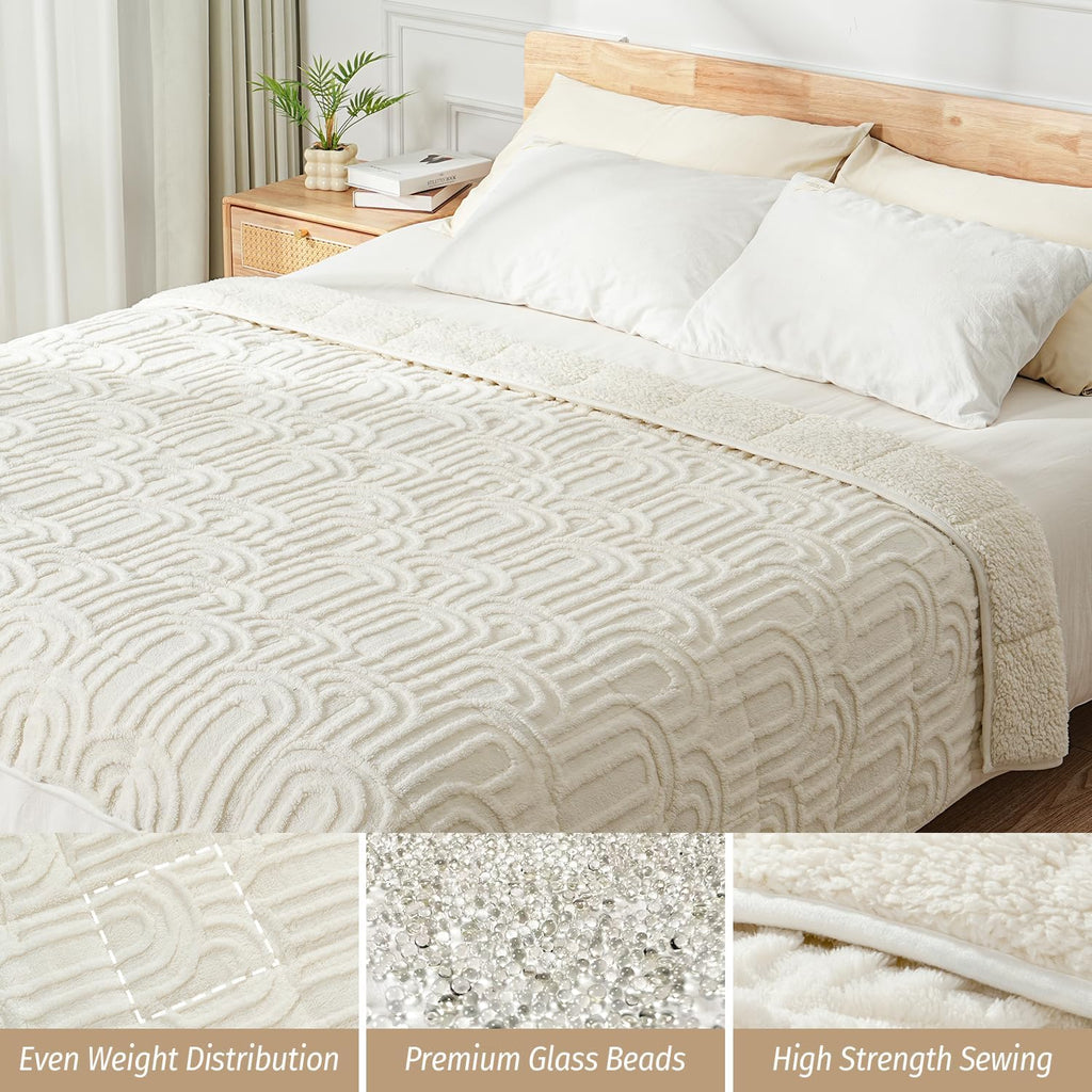 60"x80" Cream Weighted Blanket,15 lbs