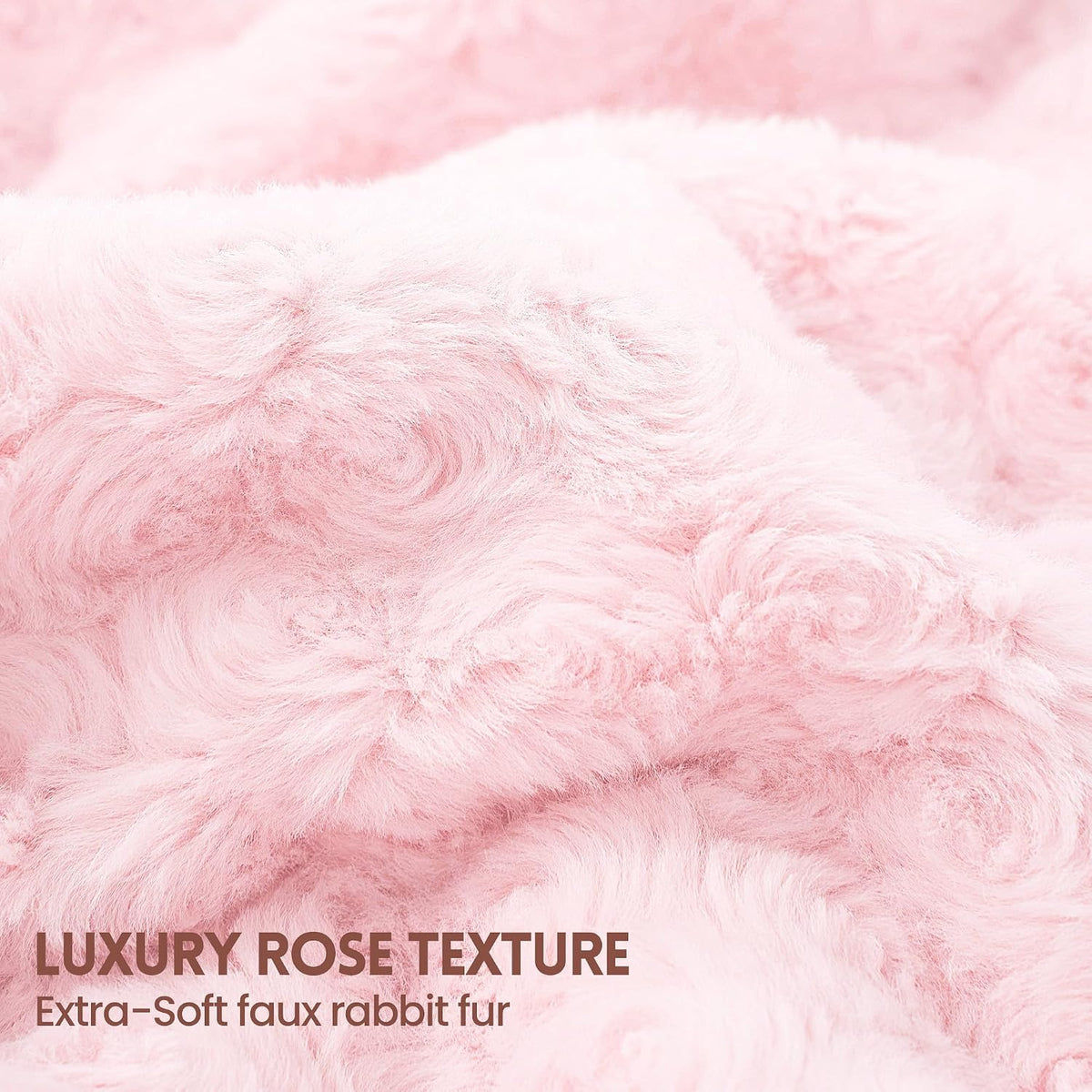 50"x60" Pink Faux Rabbit Fur Electric Throw Blanket