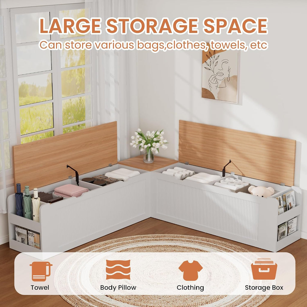 Modular L‑Shaped Backless Nook Storage Bench