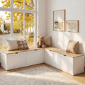 63" Oak L‑Shaped Storage Nook Bench