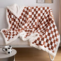 60"x80" Maple Brown Checkered Sherpa Throw Blanket