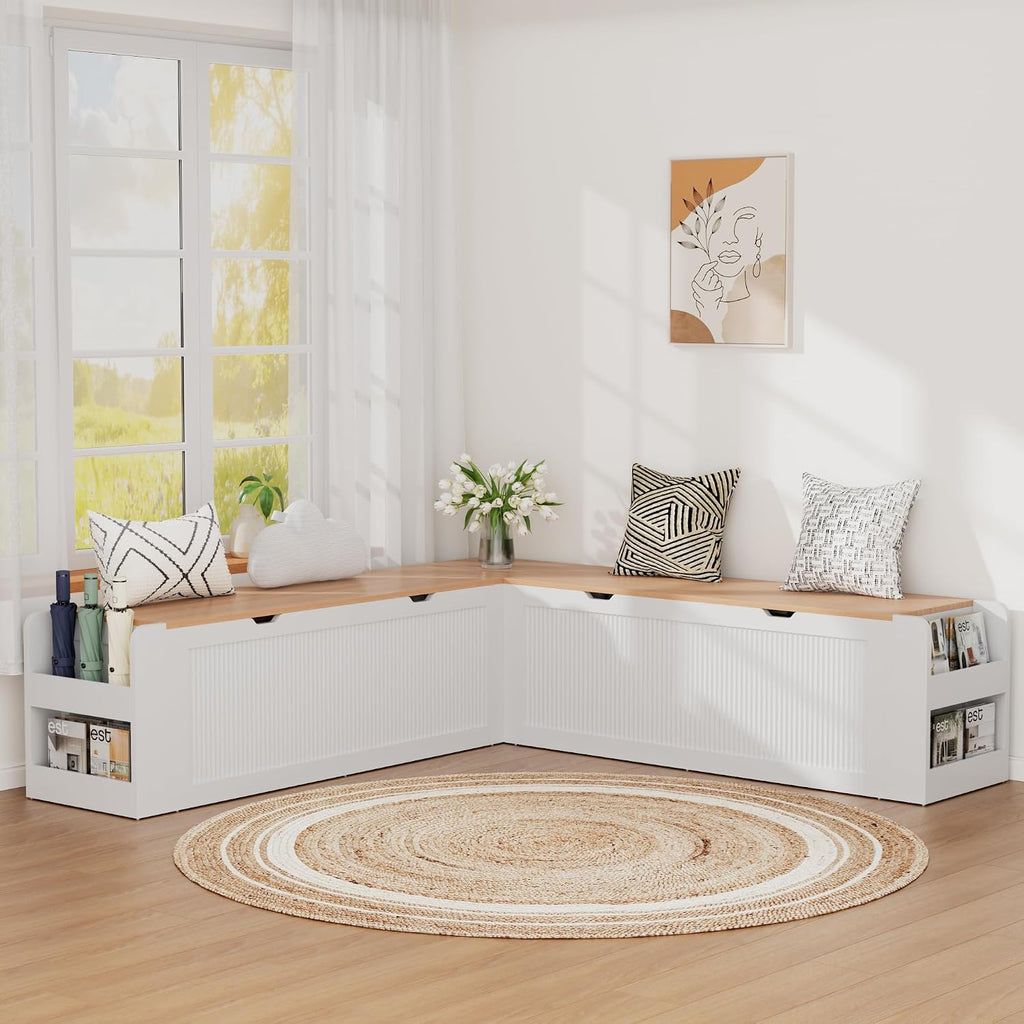 Modular L‑Shaped Backless Nook Storage Bench