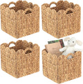12" Foldable Scalloped Hyacinth Storage Cubes, Set of 4