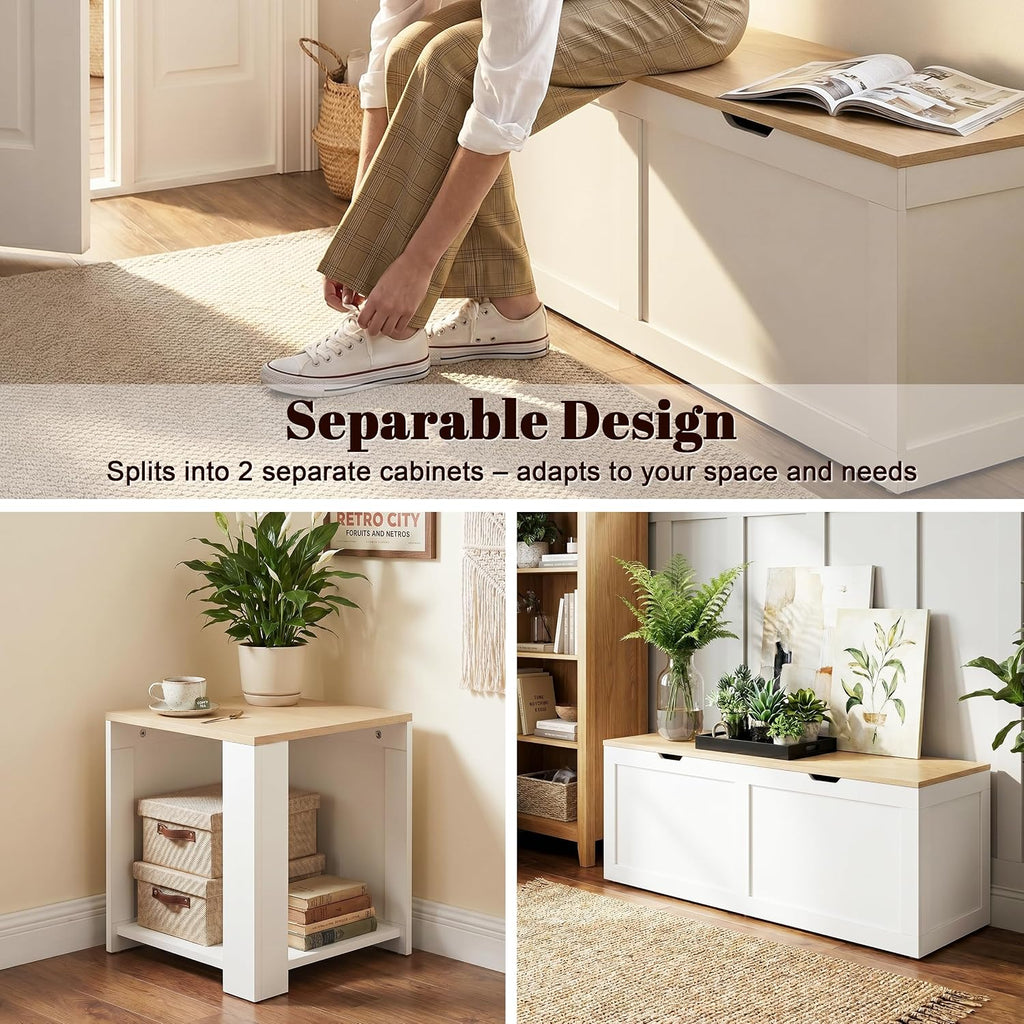63" Oak L‑Shaped Storage Nook Bench