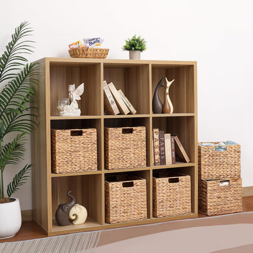 10.5" Foldable Hyacinth Storage Cubes, Set of 4