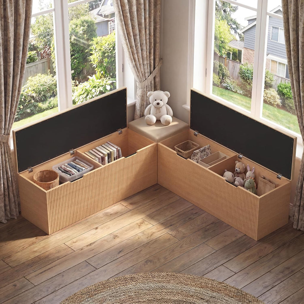 Natural L‑Shaped Wooden Storage Corner Bench  今天 11:25