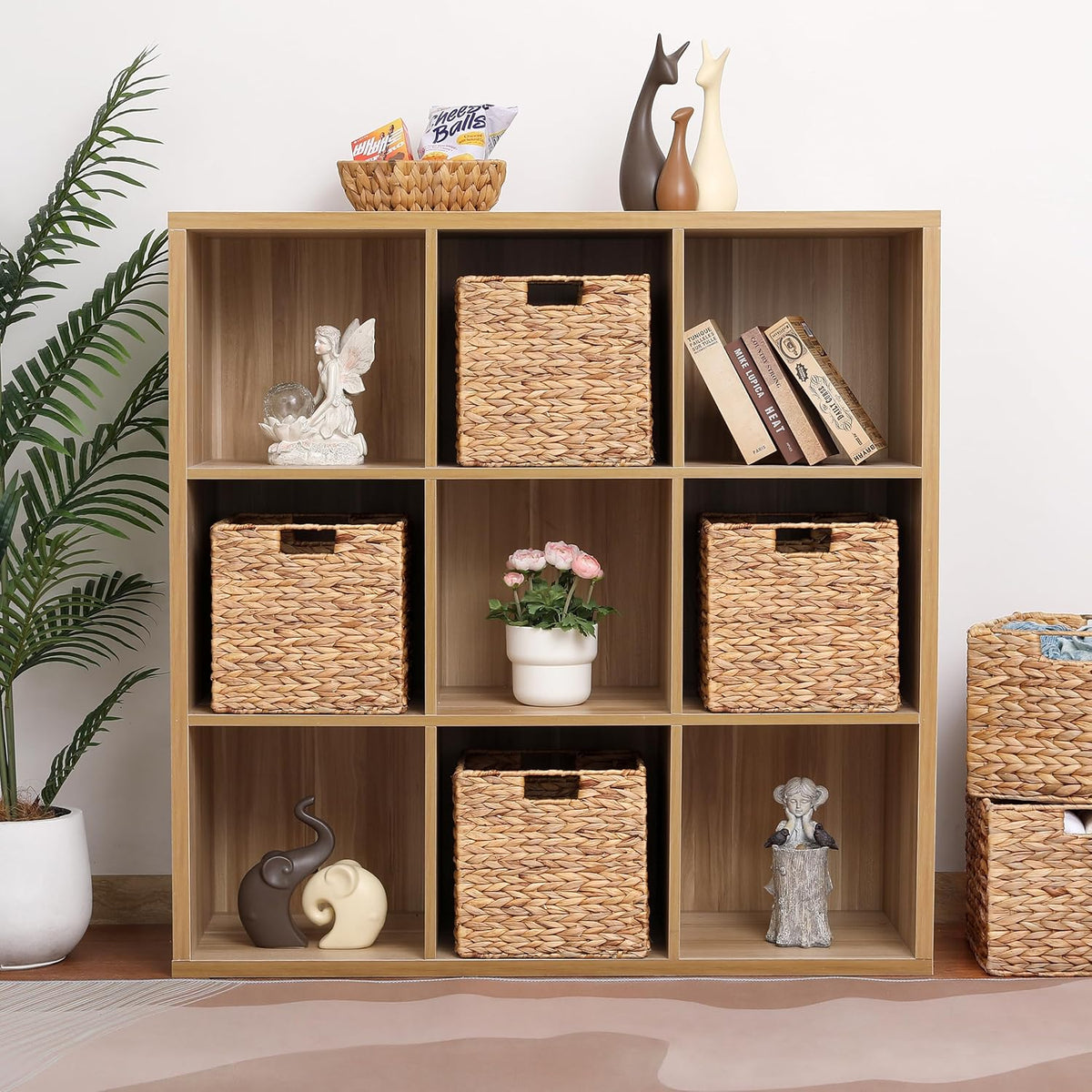 10.5" Foldable Hyacinth Storage Cubes, Set of 4