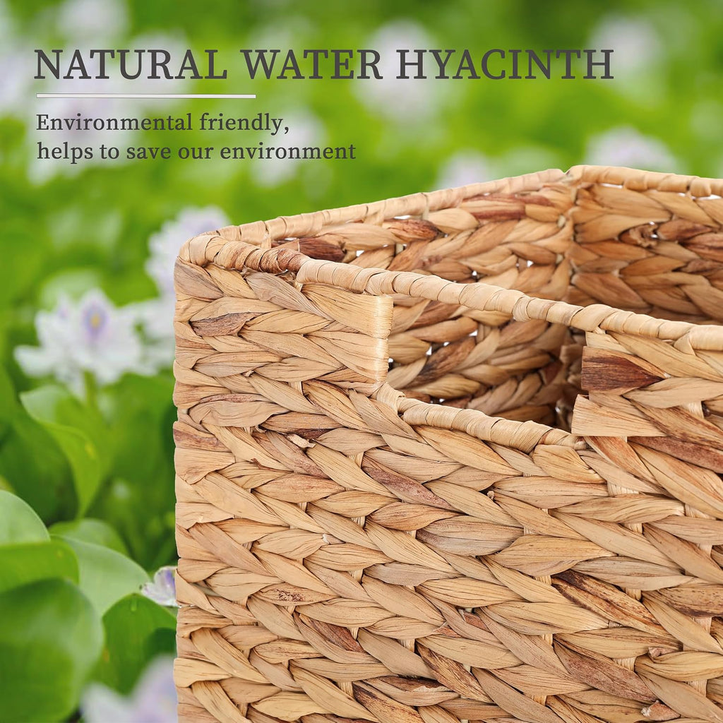 10.5" Foldable Hyacinth Storage Cubes, Set of 4