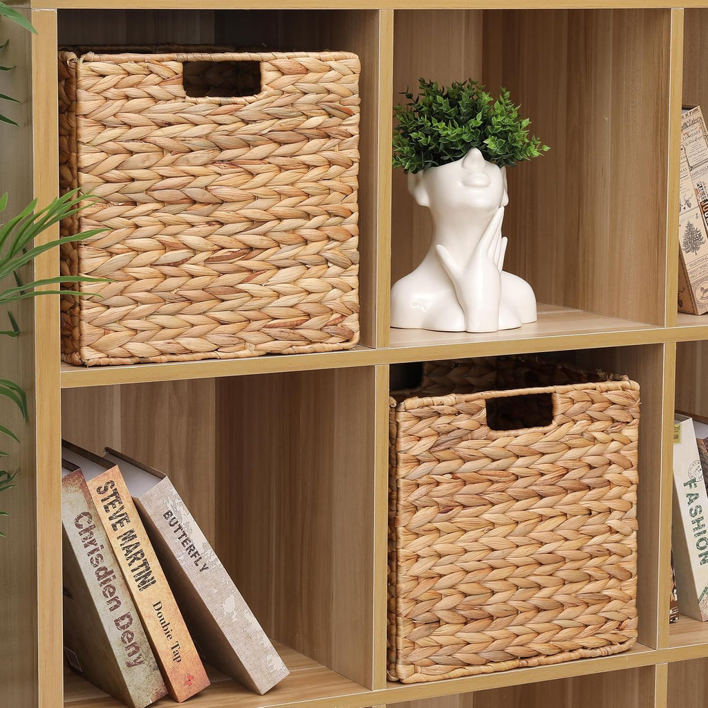 12" Foldable Hyacinth Storage Cubes, Set of 3