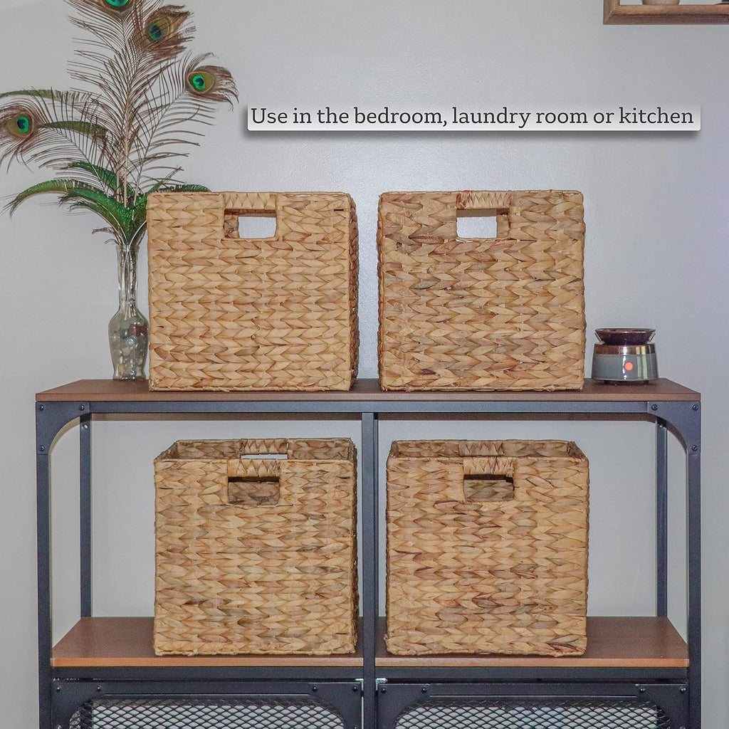 Foldable Hyacinth Storage Baskets, Set of 4