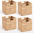 10.5" Foldable Hyacinth Storage Cubes, Set of 4
