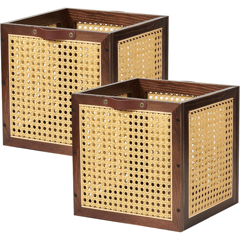 2‑Pack Decorative Rattan Storage Cubes