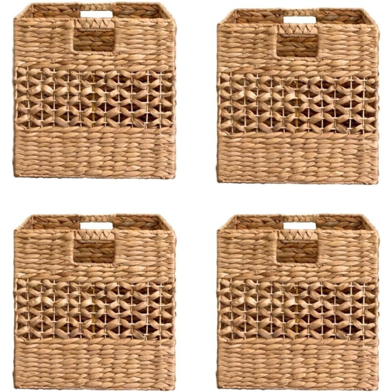 10.5" Reversible Woven Storage Cubes, Set of 4