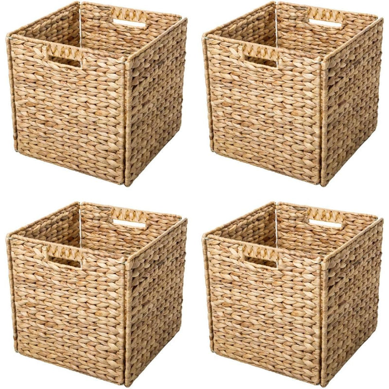 Foldable Hyacinth Storage Baskets, Set of 4